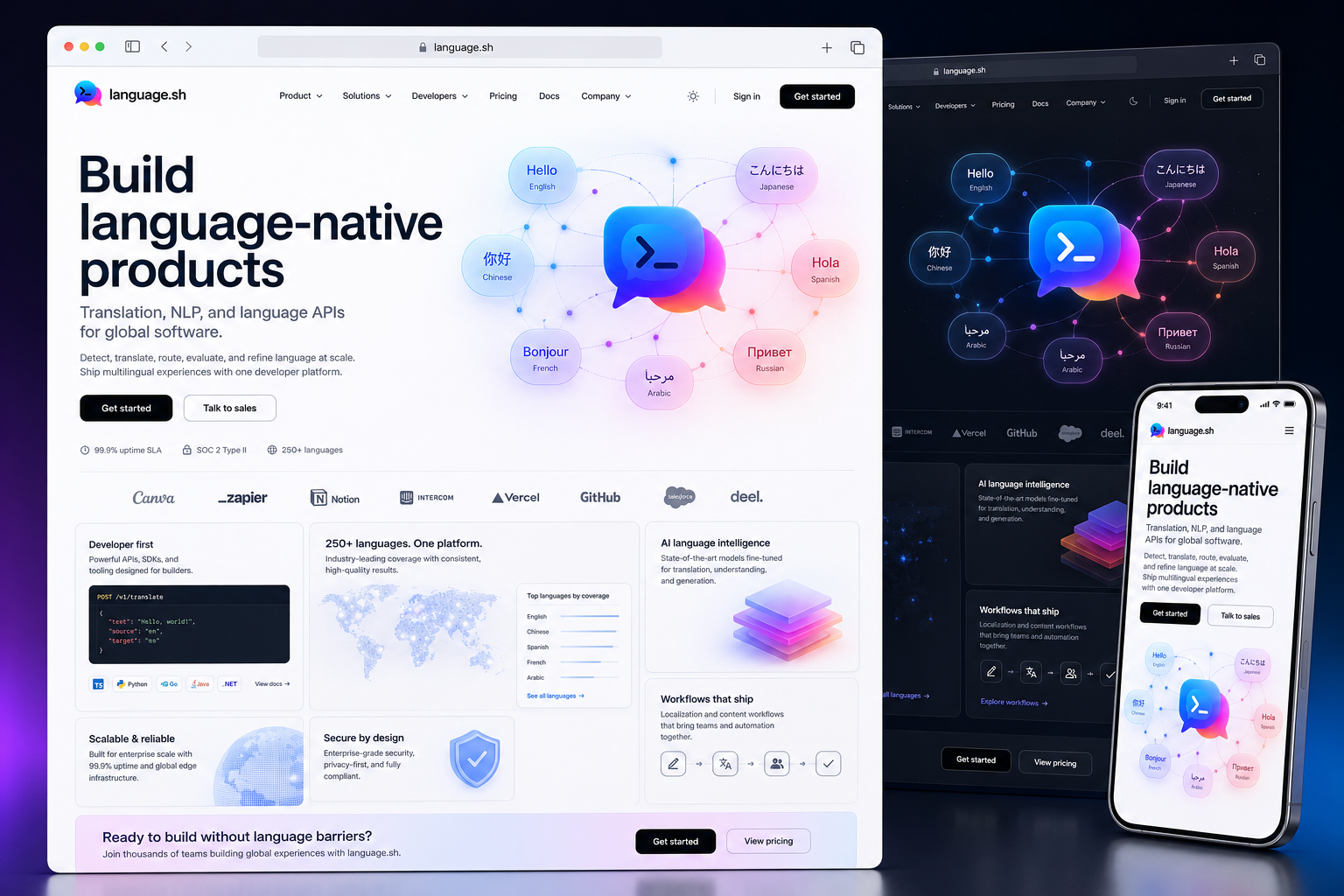 language.sh website concept preview