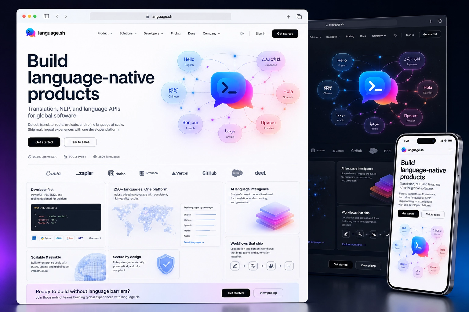 language.sh website concept preview