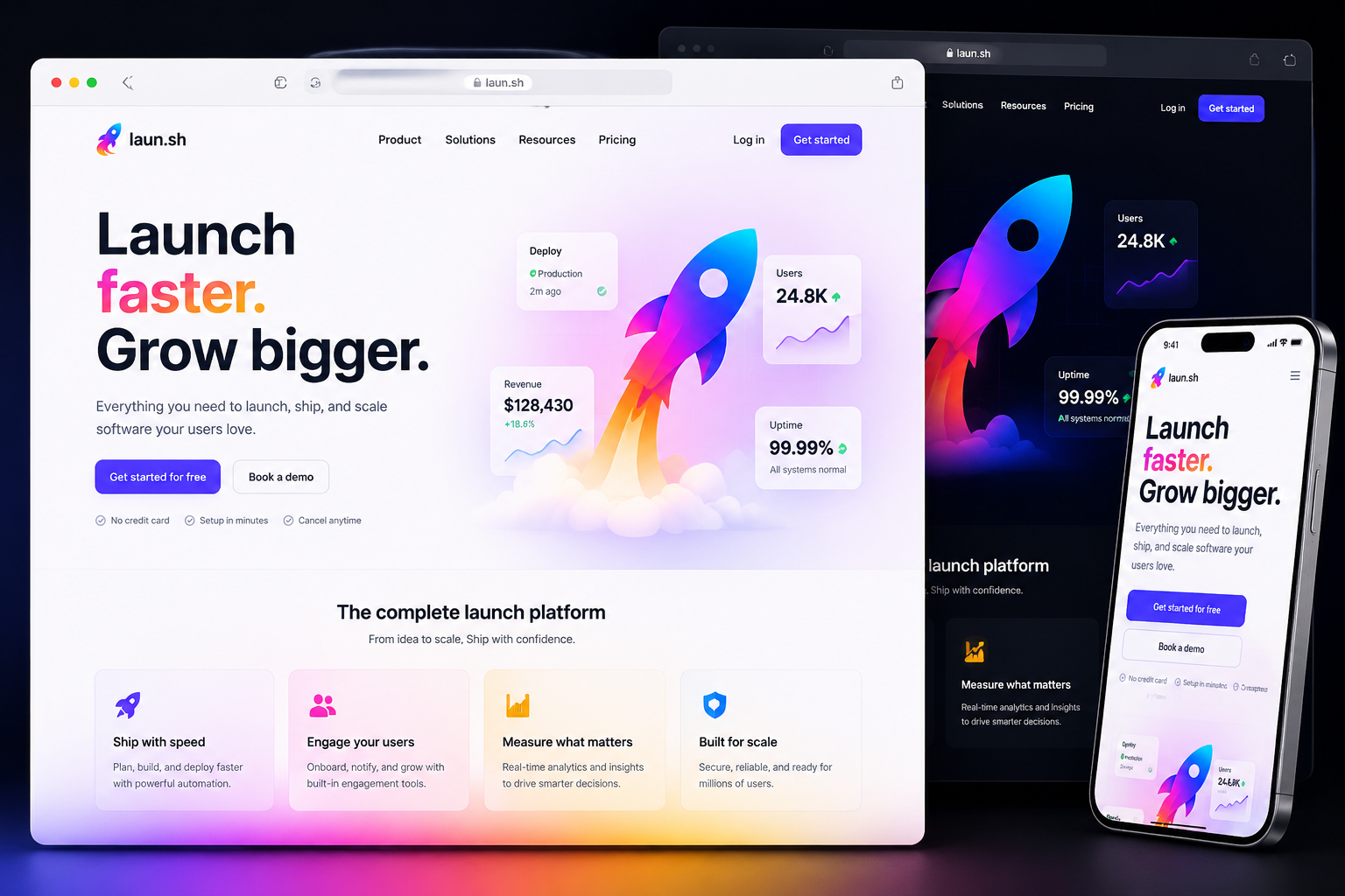 laun.sh website concept preview