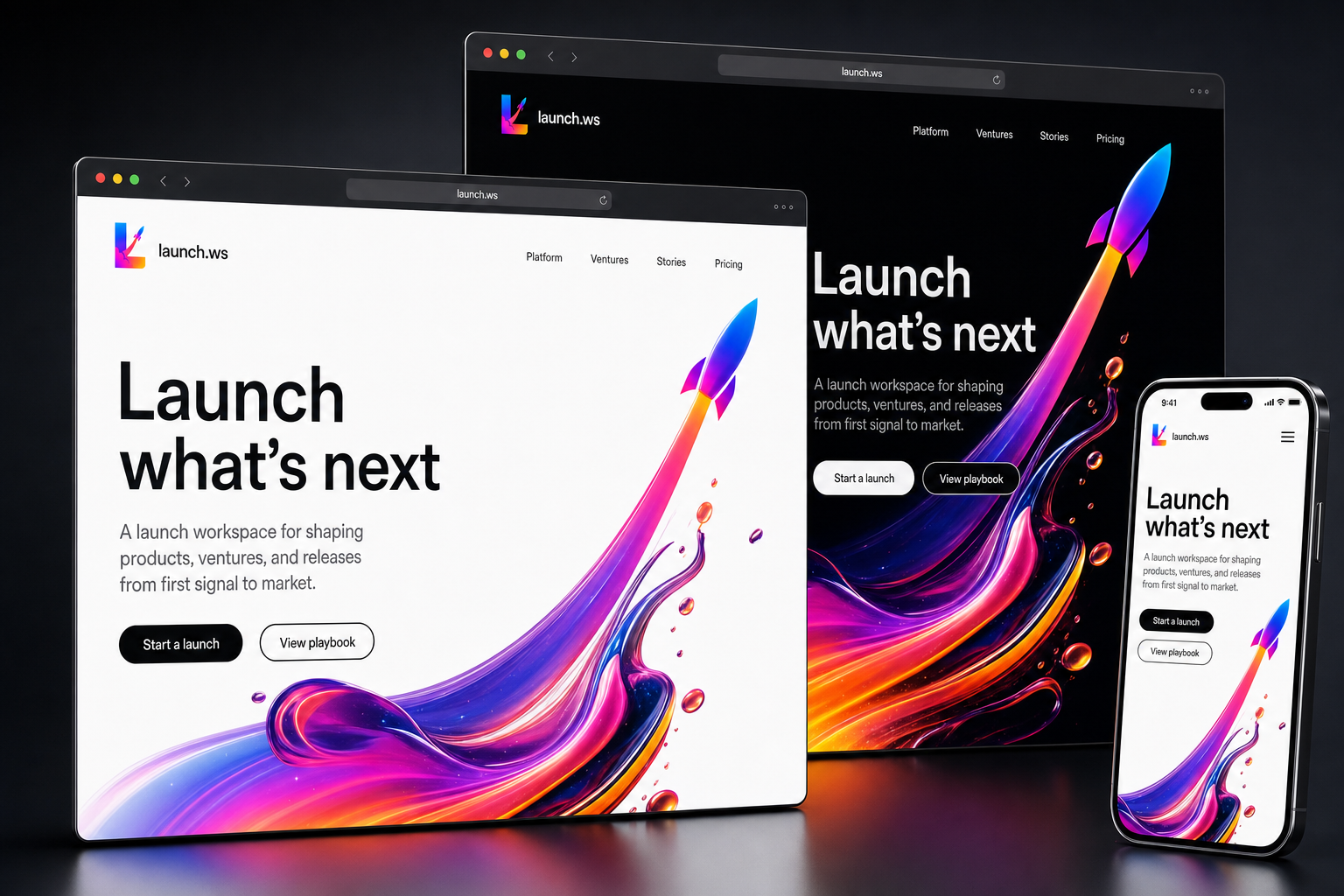 launch.ws website concept preview