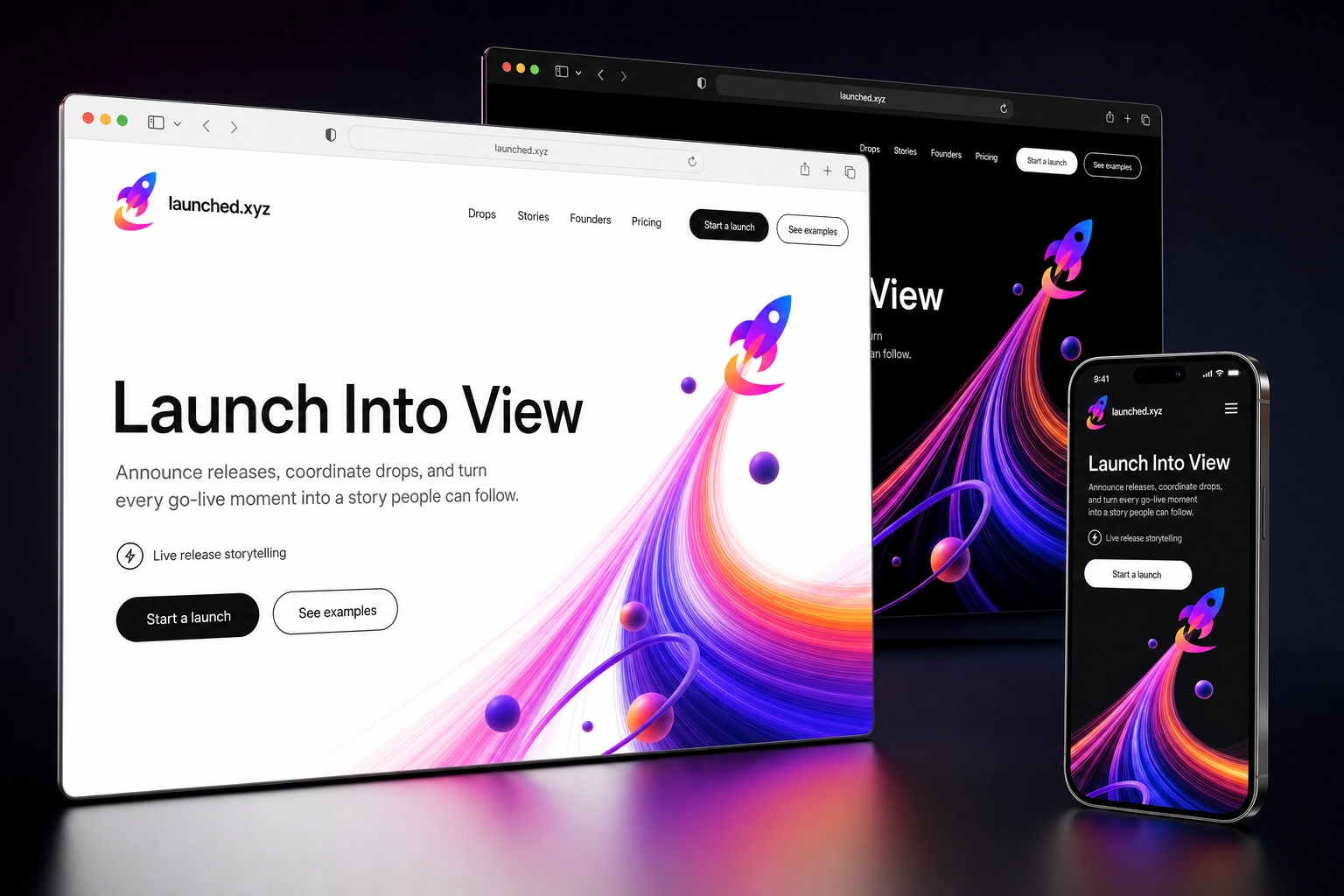 launched.xyz website concept preview