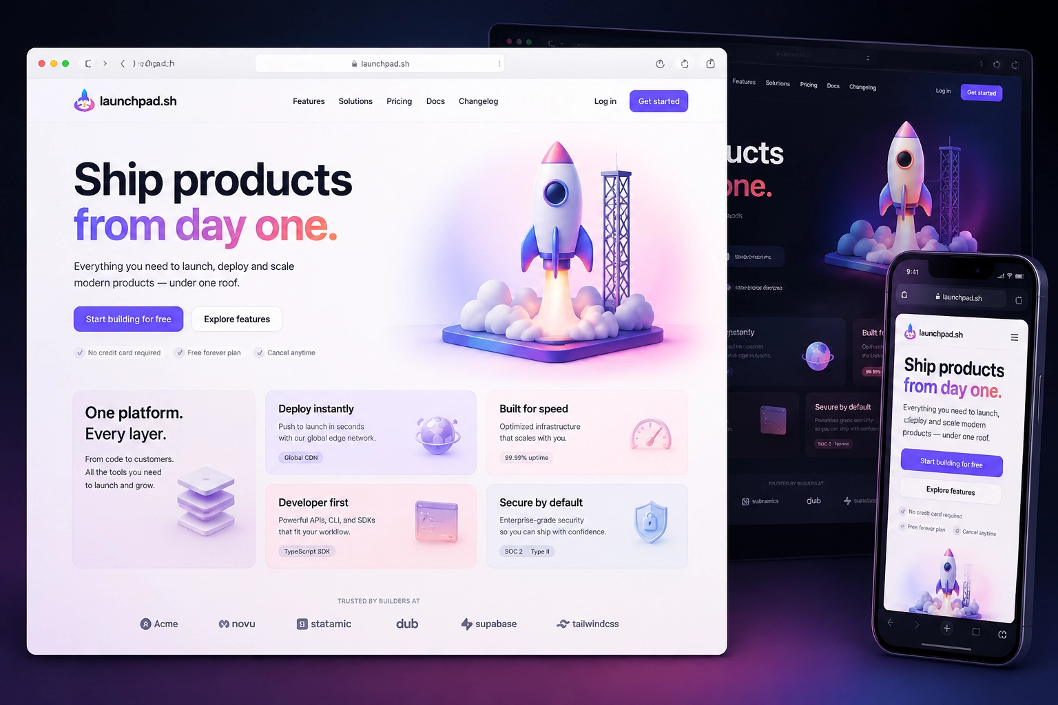 launchpad.sh website concept preview