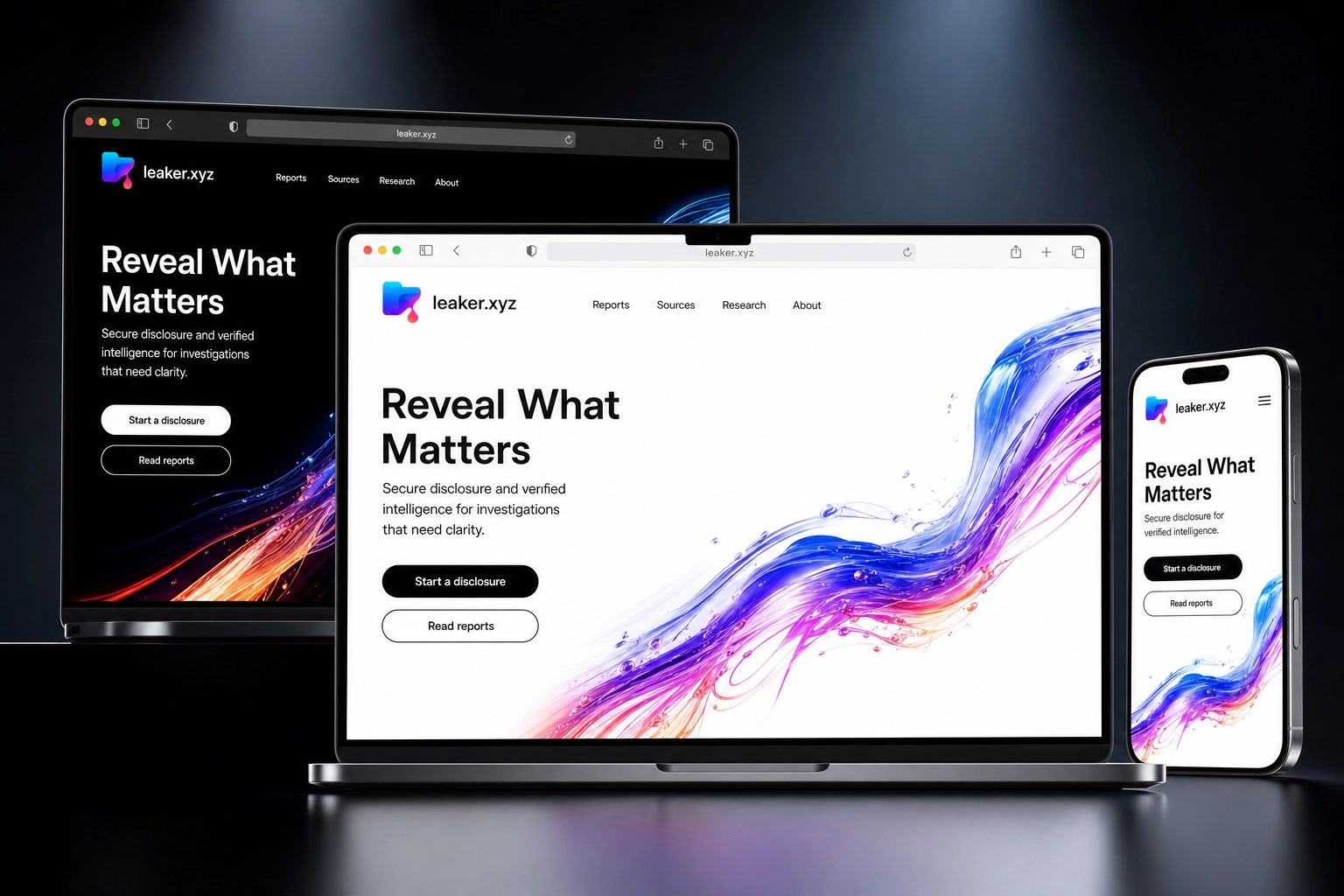 leaker.xyz website concept preview