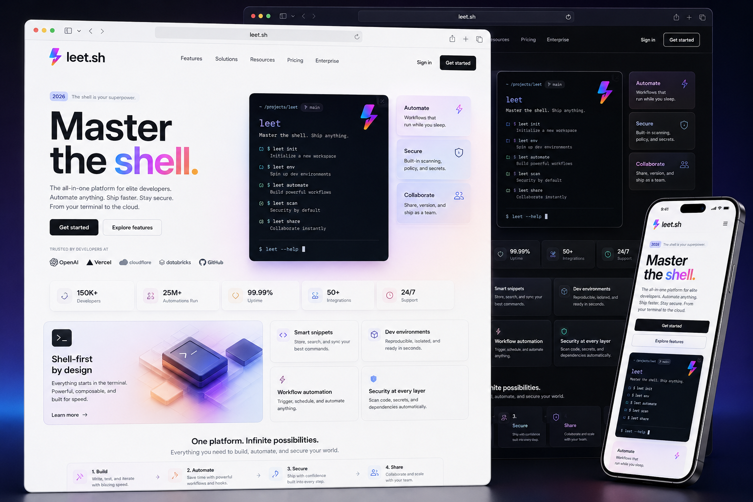 leet.sh website concept preview