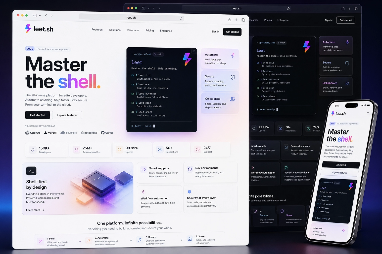 leet.sh website concept preview