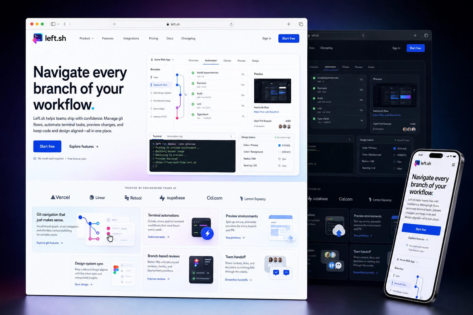 left.sh website concept preview