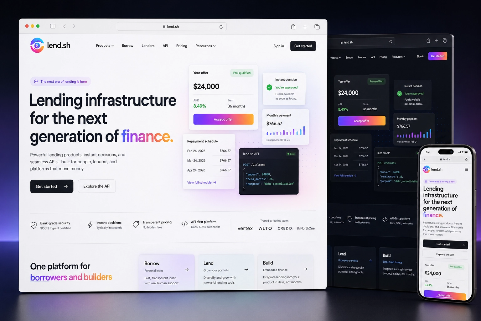 lend.sh website concept preview
