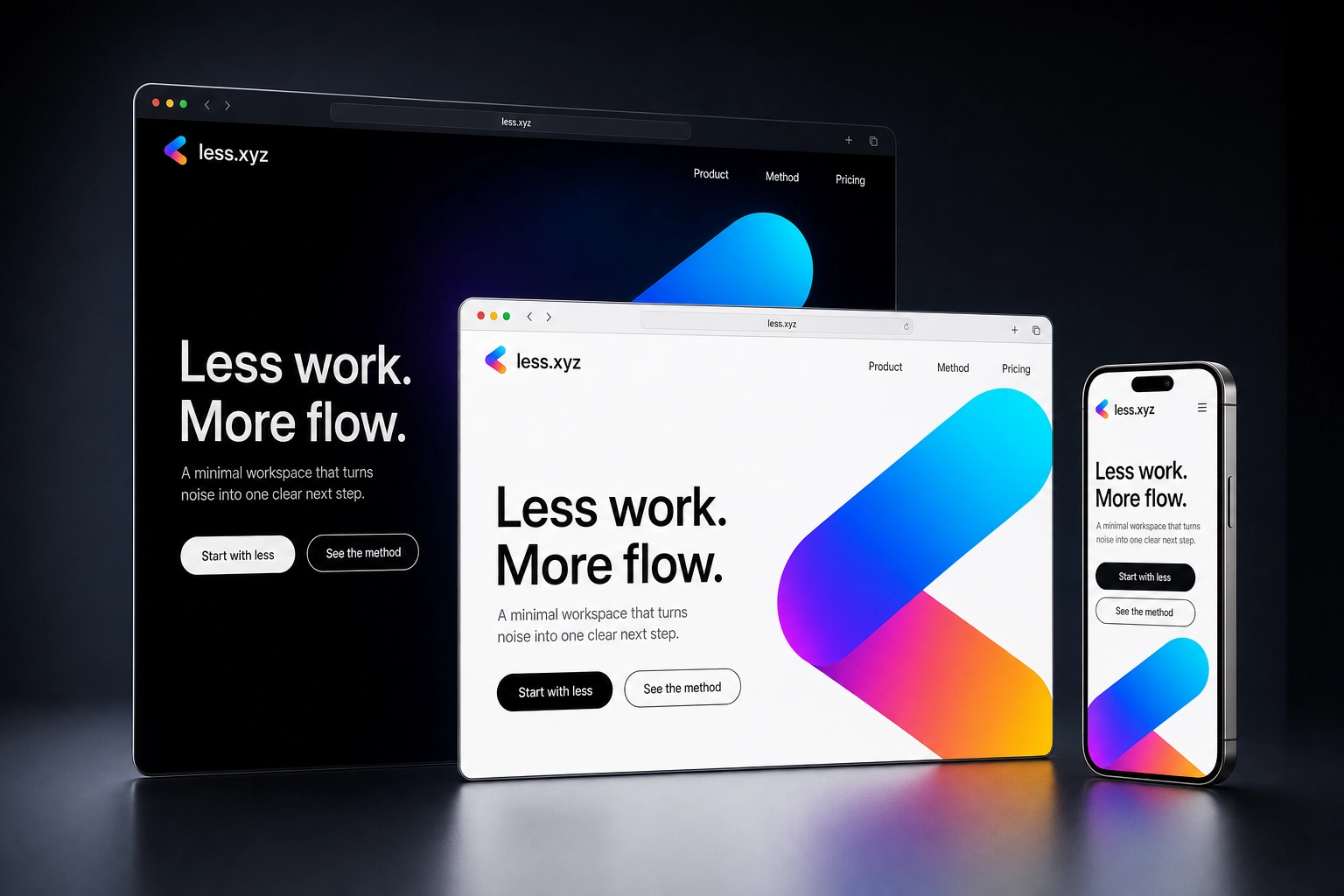 less.xyz website concept preview