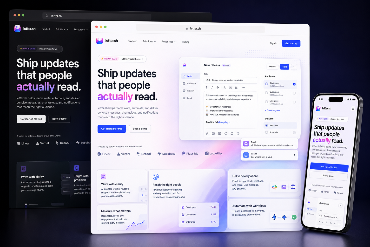 letter.sh website concept preview