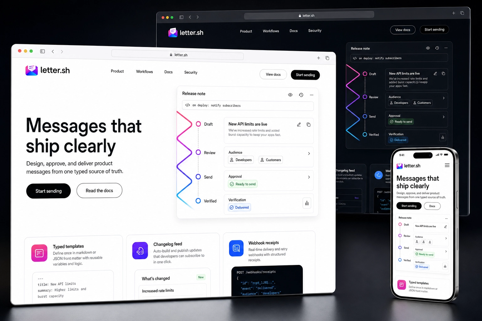 letter.sh website concept preview