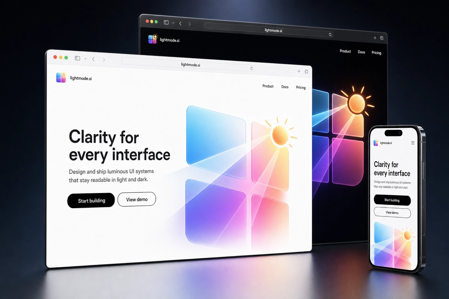 lightmode.si website concept preview