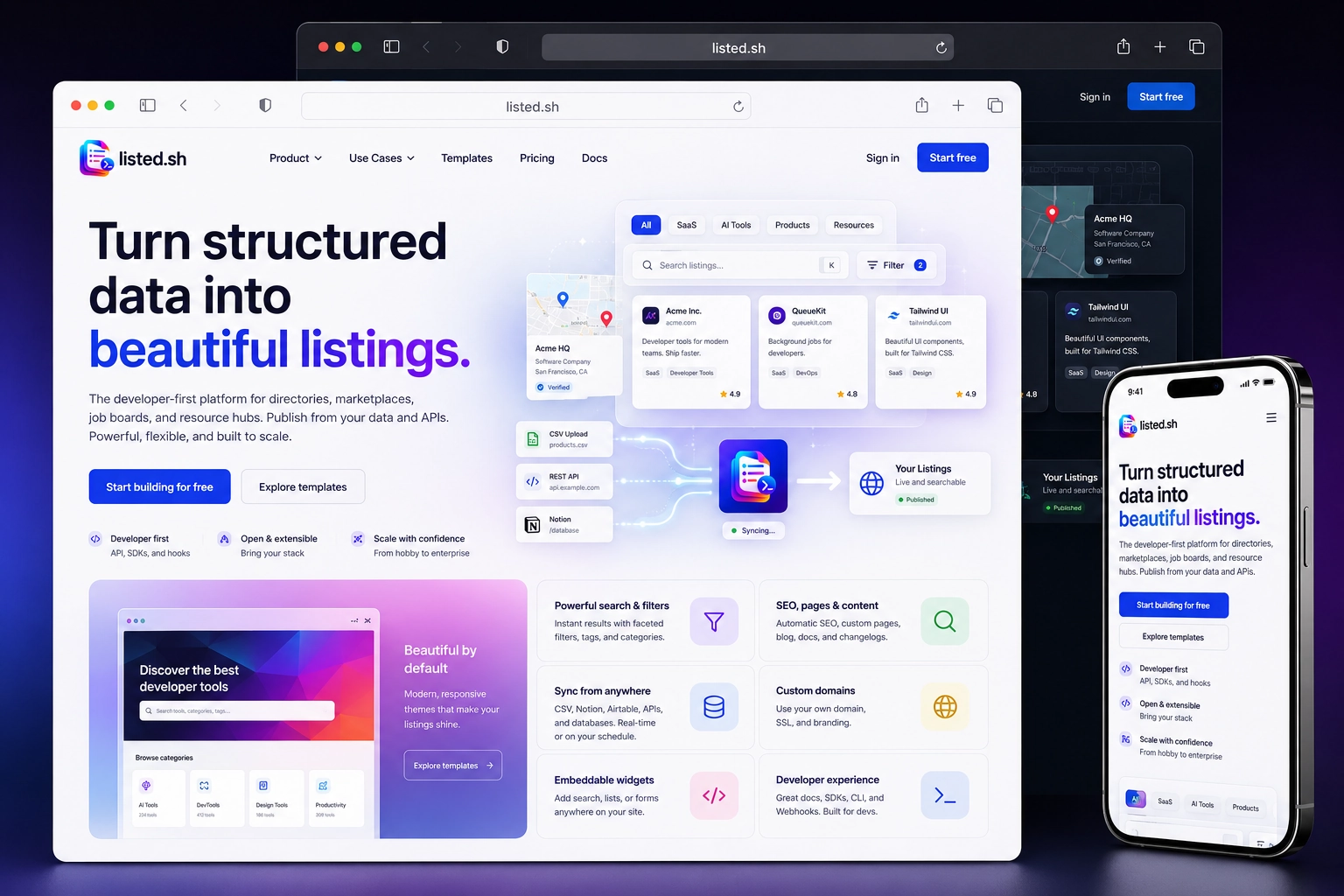 listed.sh website concept preview