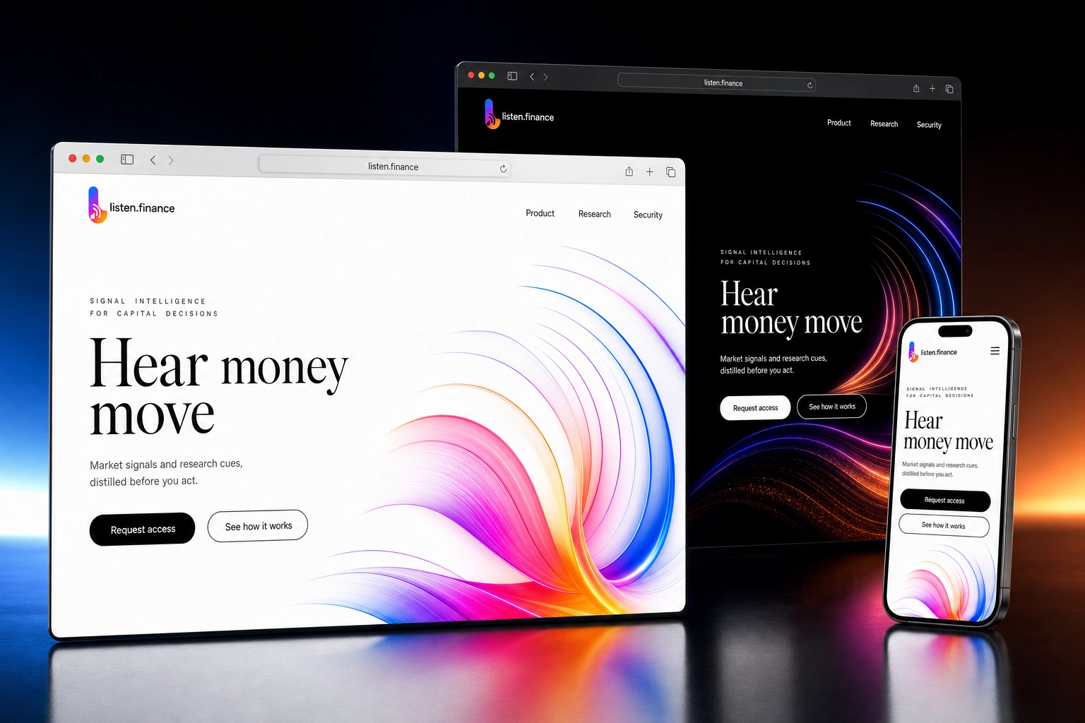 listen.finance website concept preview