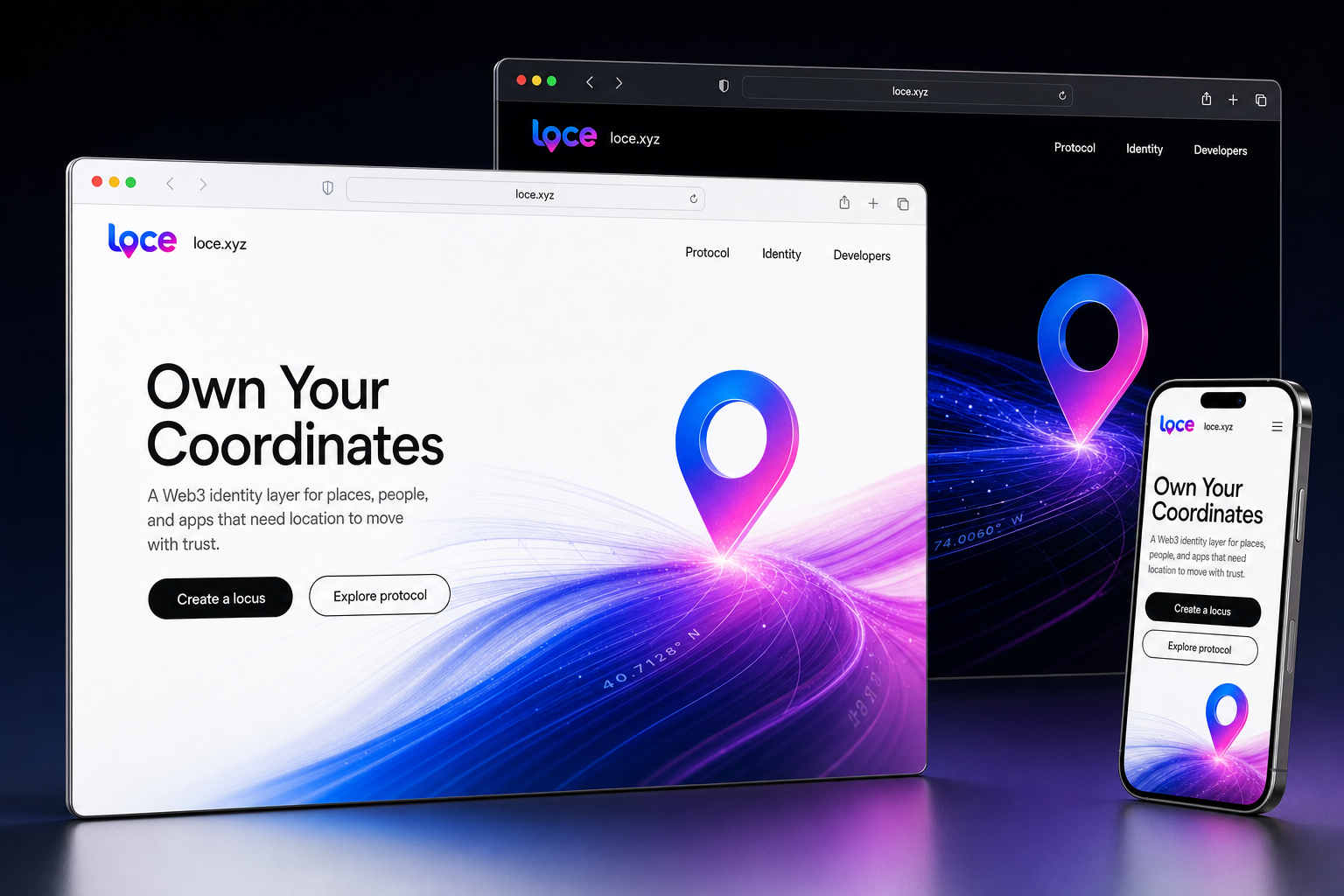 loce.xyz website concept preview enlarged