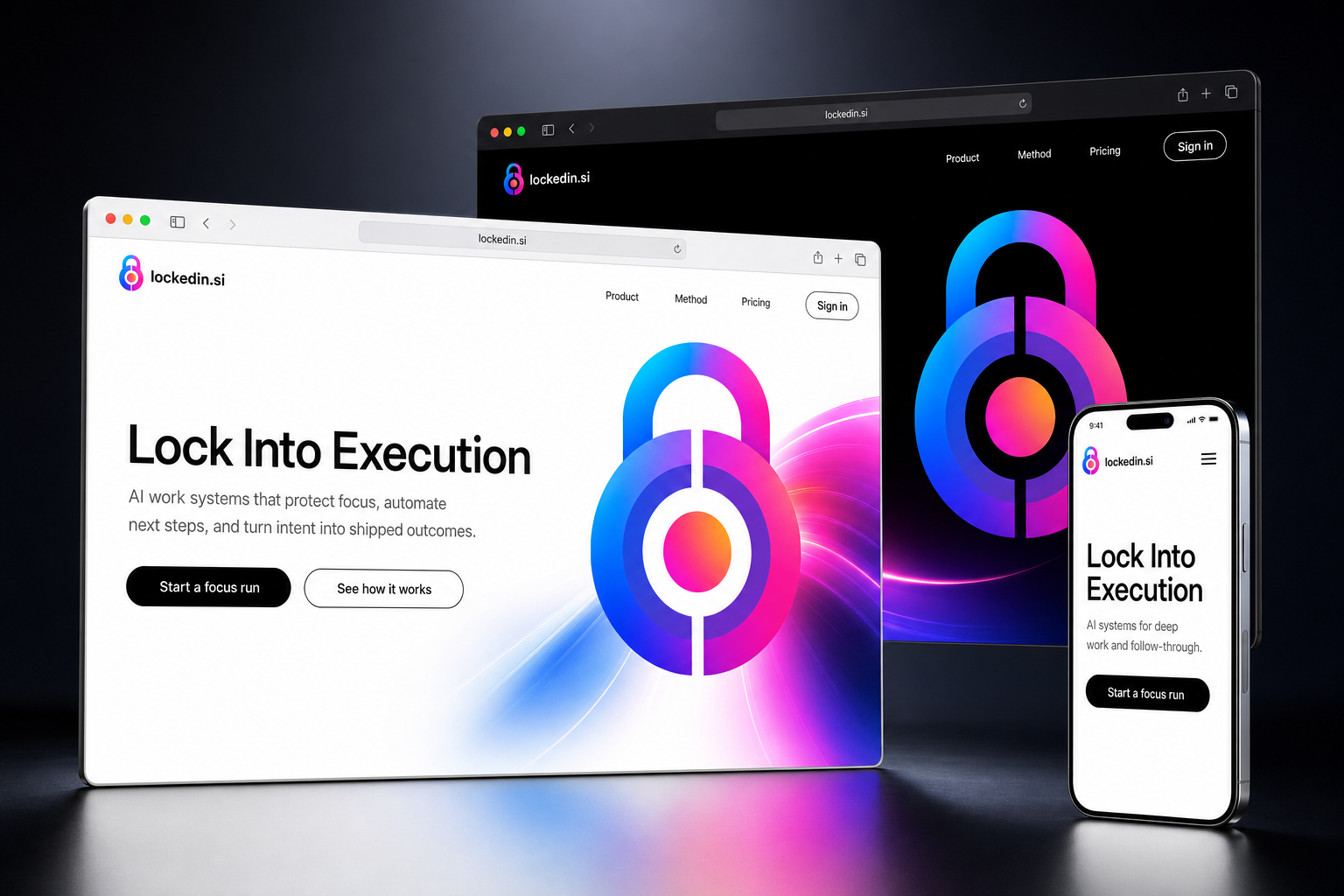 lockedin.si website concept preview enlarged