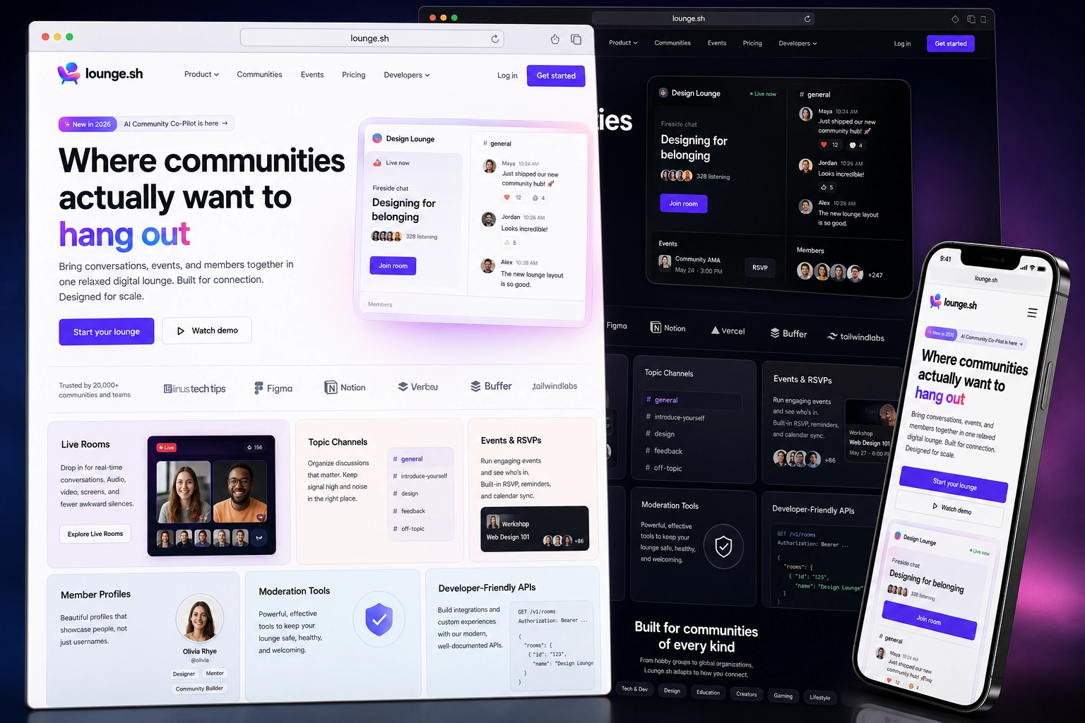 lounge.sh website concept preview