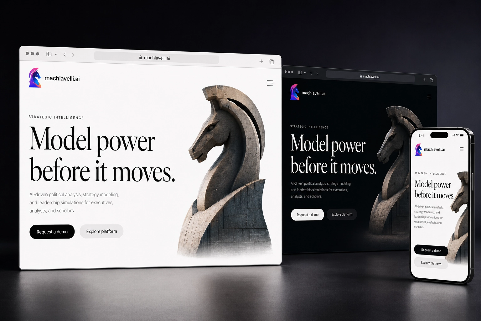 machiavelli.ai website concept preview