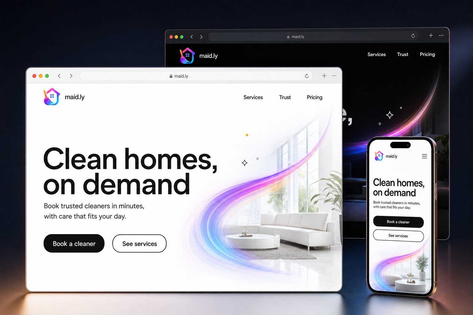 maid.ly website concept preview