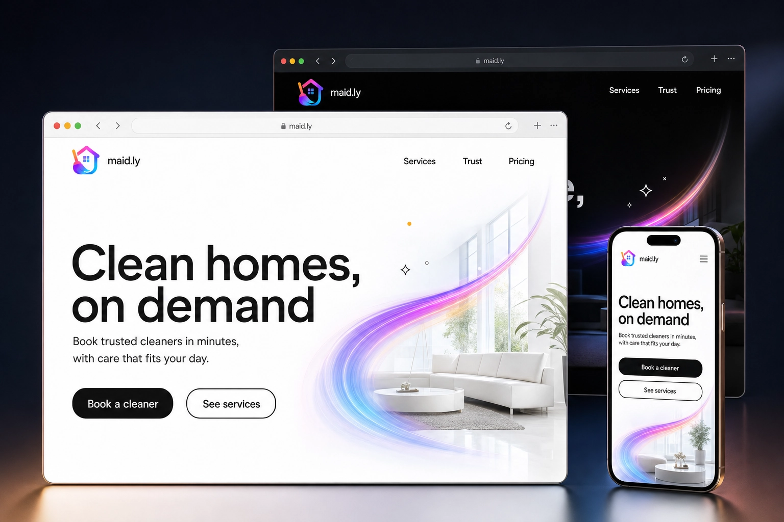 maid.ly website concept preview