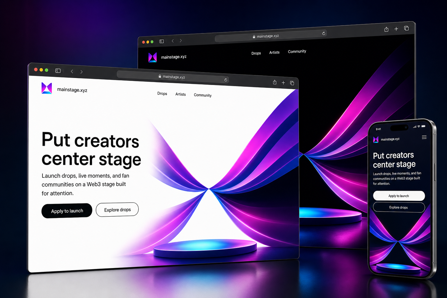mainstage.xyz website concept preview enlarged