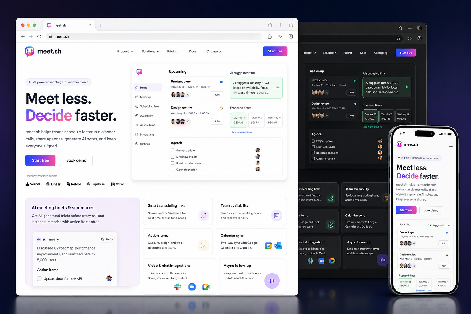 meet.sh website concept preview