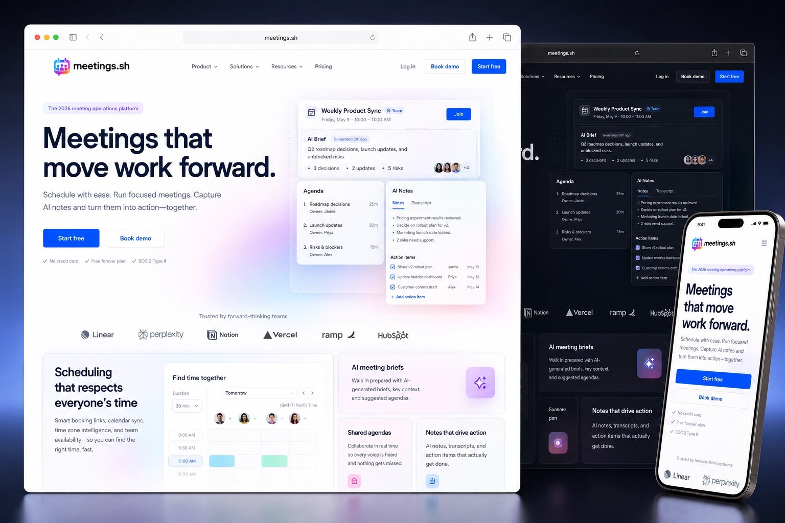meetings.sh website concept preview