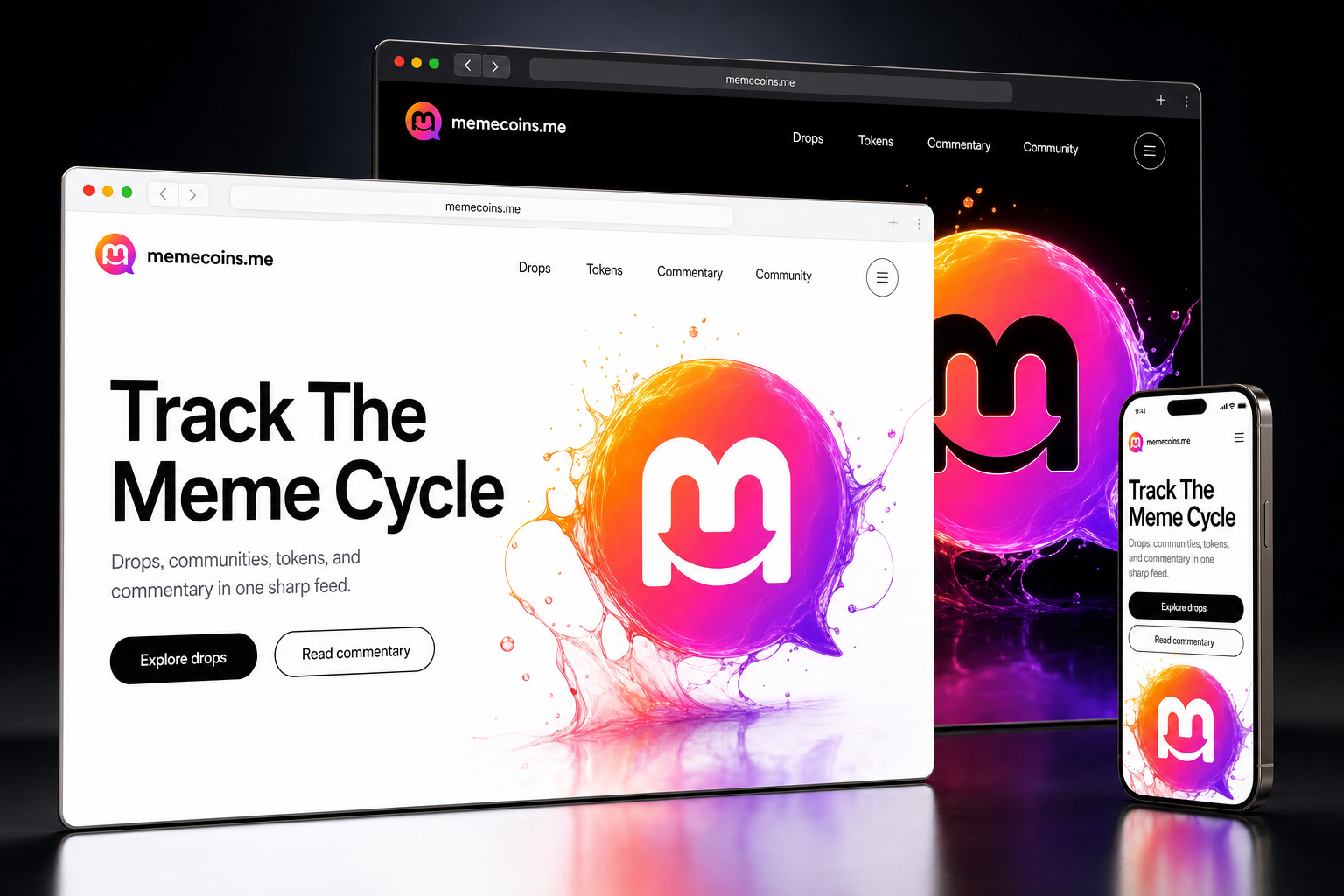 memecoins.me website concept preview enlarged