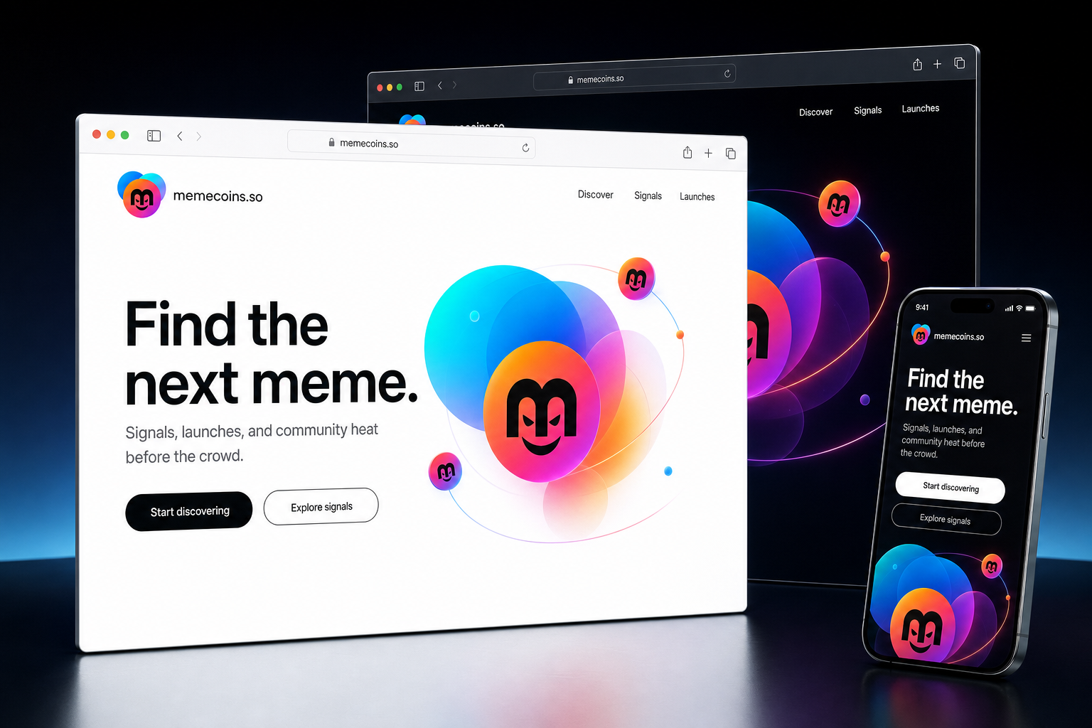 memecoins.so website concept preview enlarged
