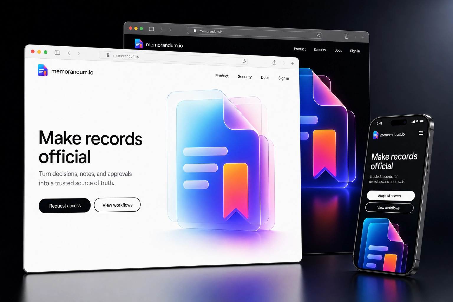 memorandum.io website concept preview