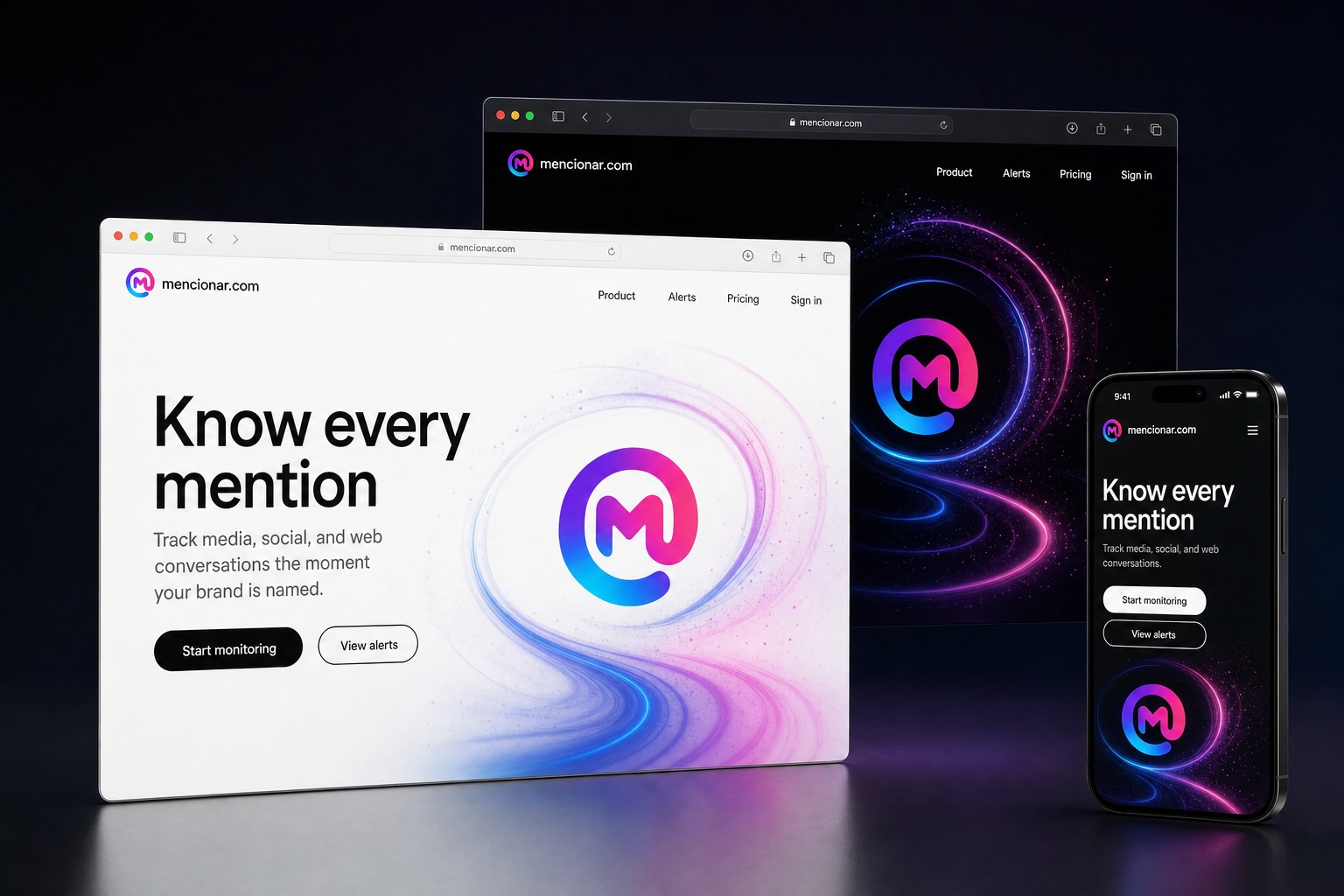 mencionar.com website concept preview