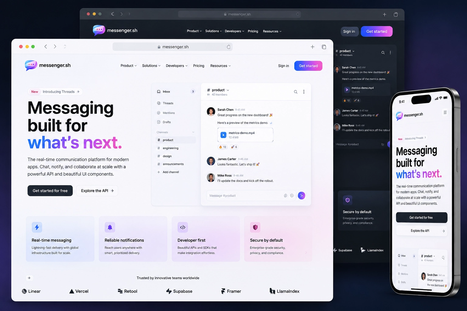 messenger.sh website concept preview