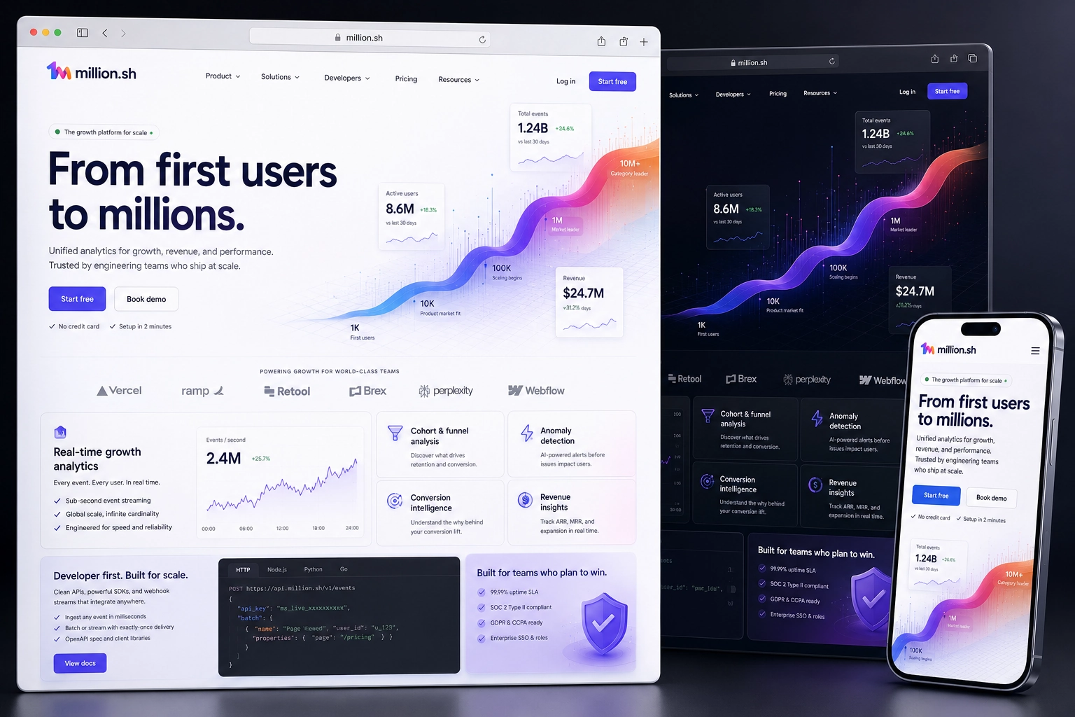 million.sh website concept preview