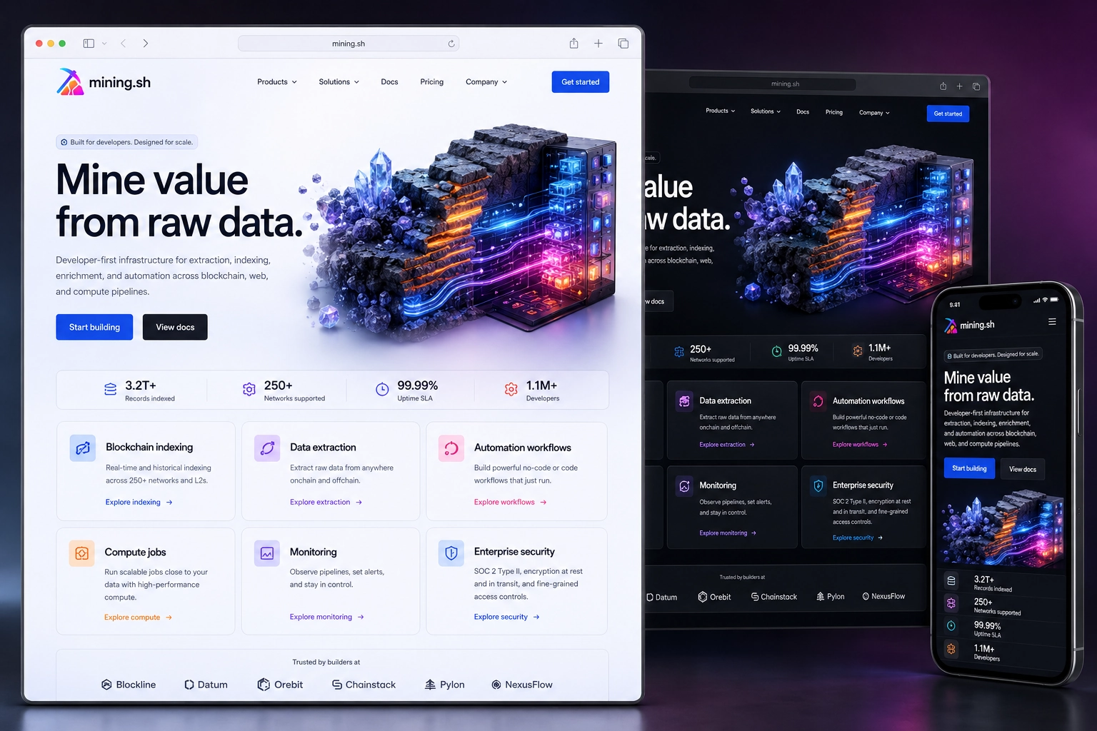 mining.sh website concept preview