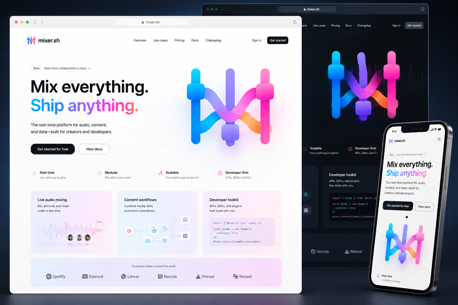 mixer.sh website concept preview