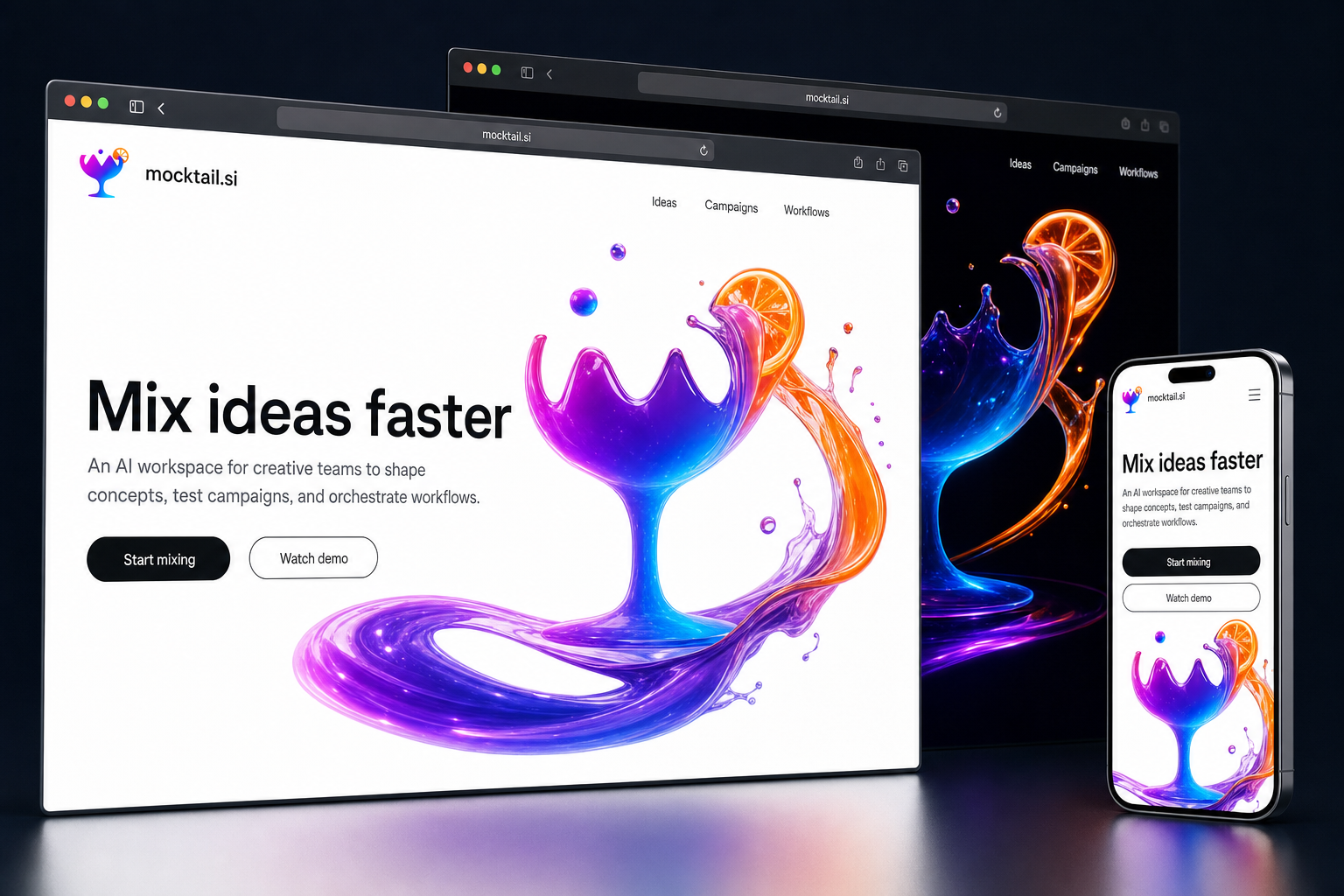 mocktail.si website concept preview
