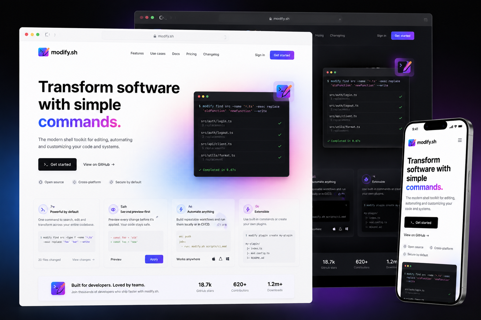 modify.sh website concept preview