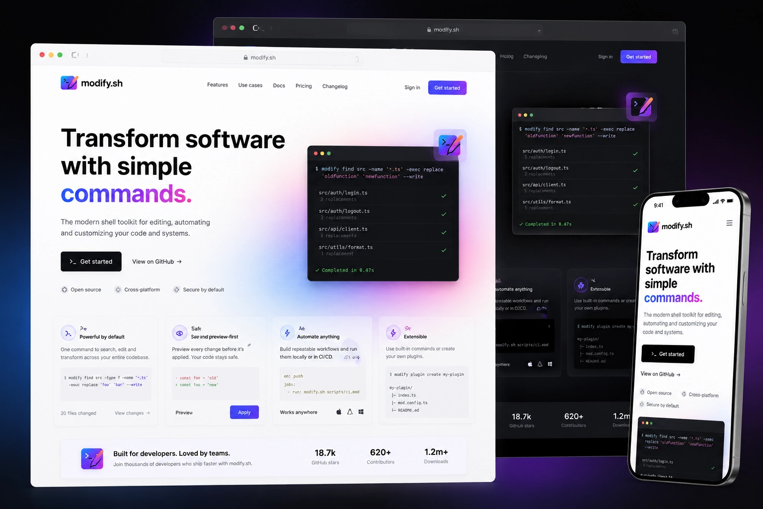 modify.sh website concept preview