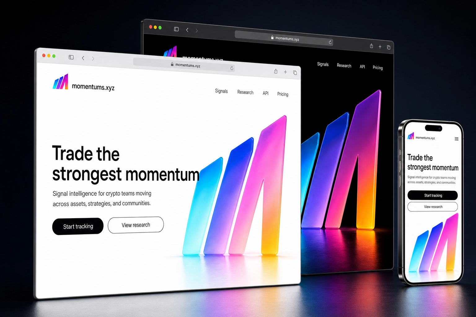momentums.xyz website concept preview