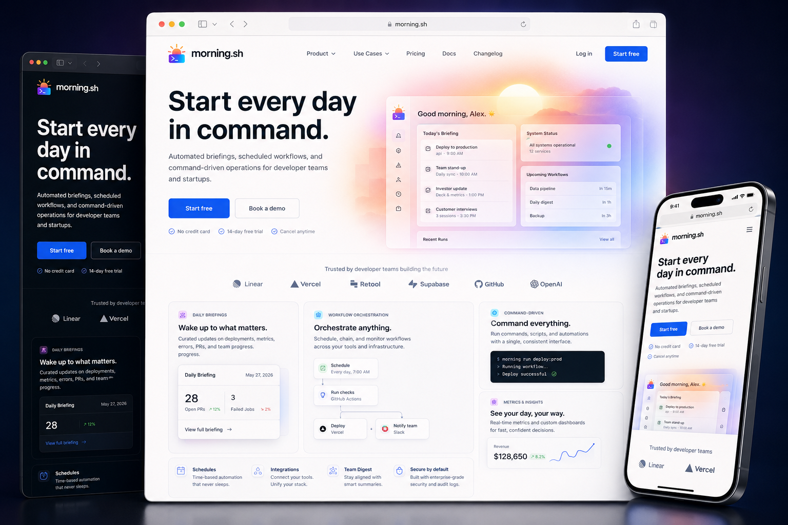 morning.sh website concept preview