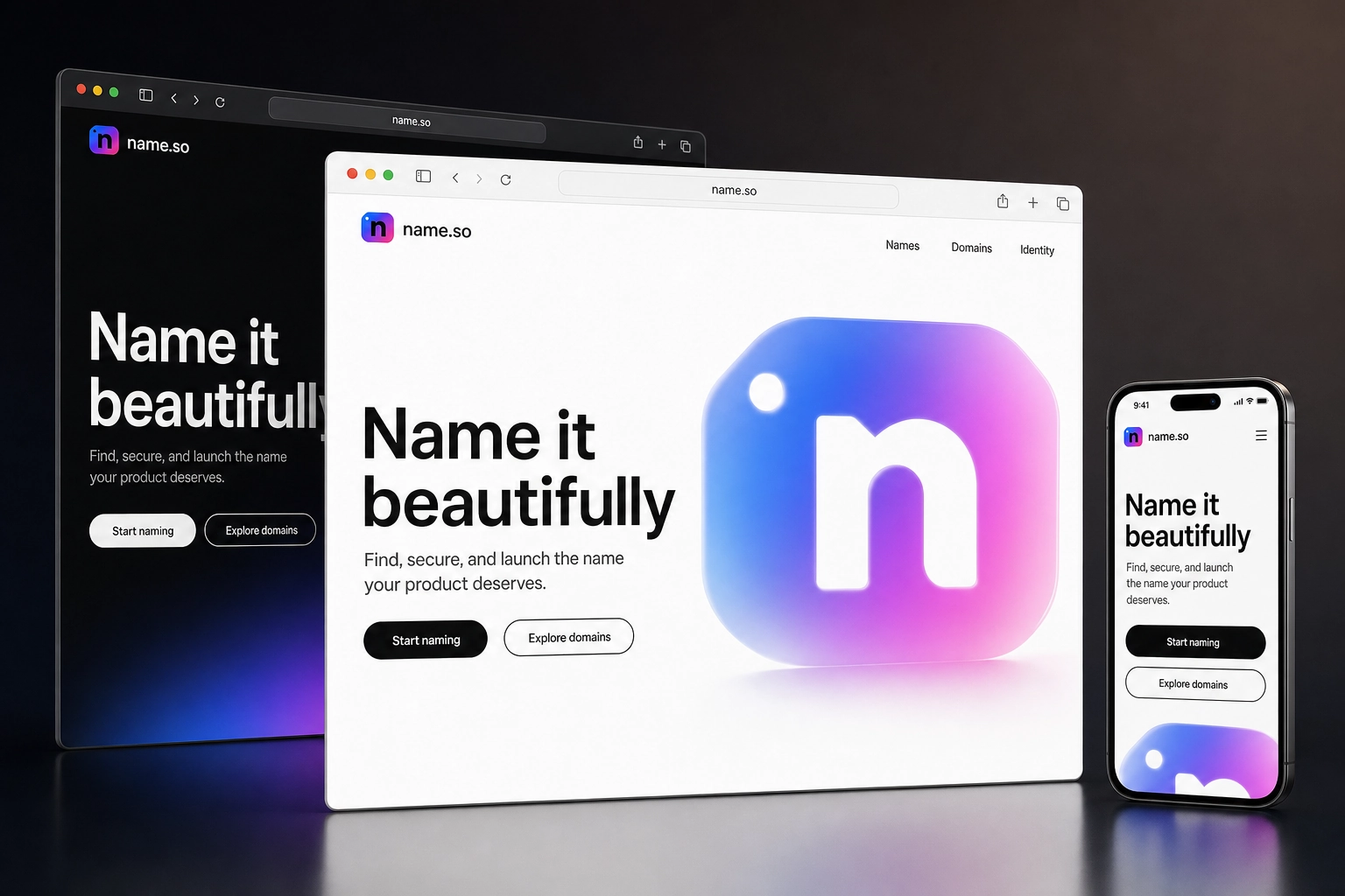 name.so website concept preview