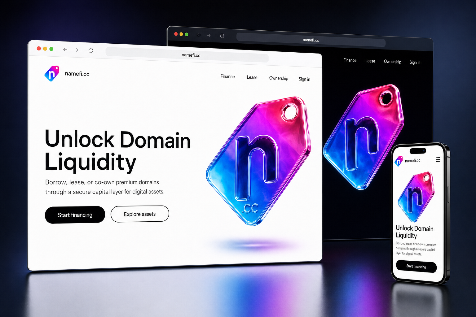 namefi.cc website concept preview enlarged