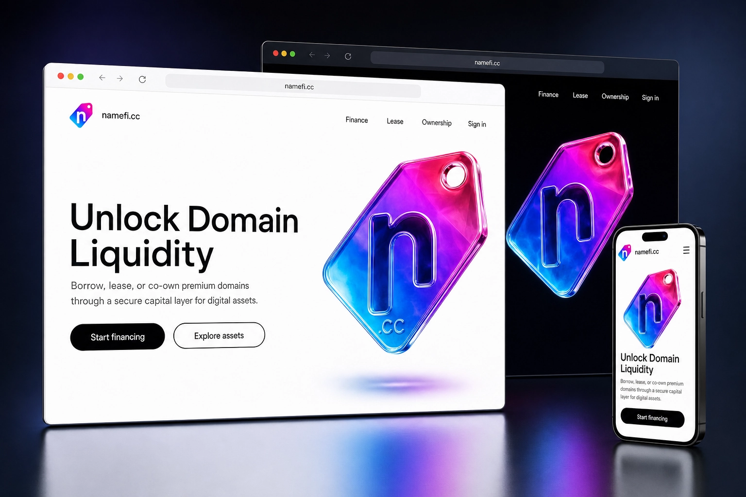 namefi.cc website concept preview
