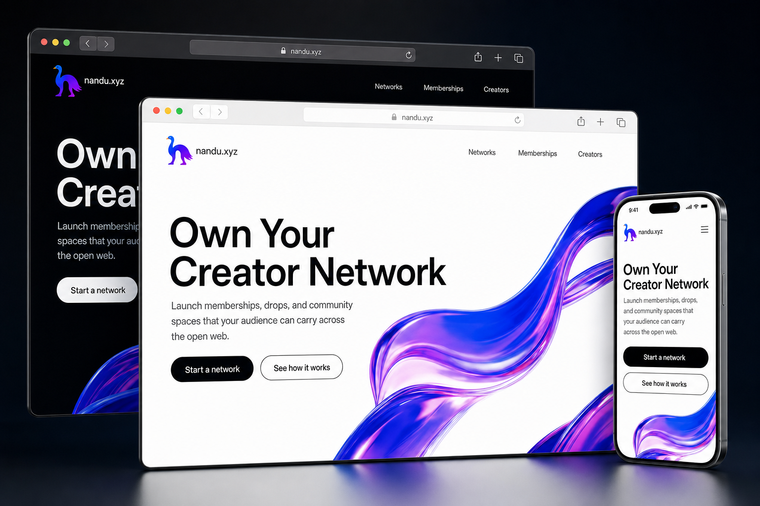 nandu.xyz website concept preview enlarged