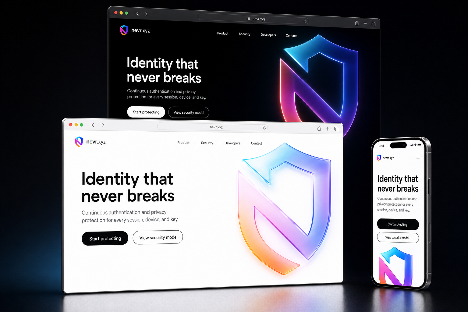 nevr.xyz website concept preview