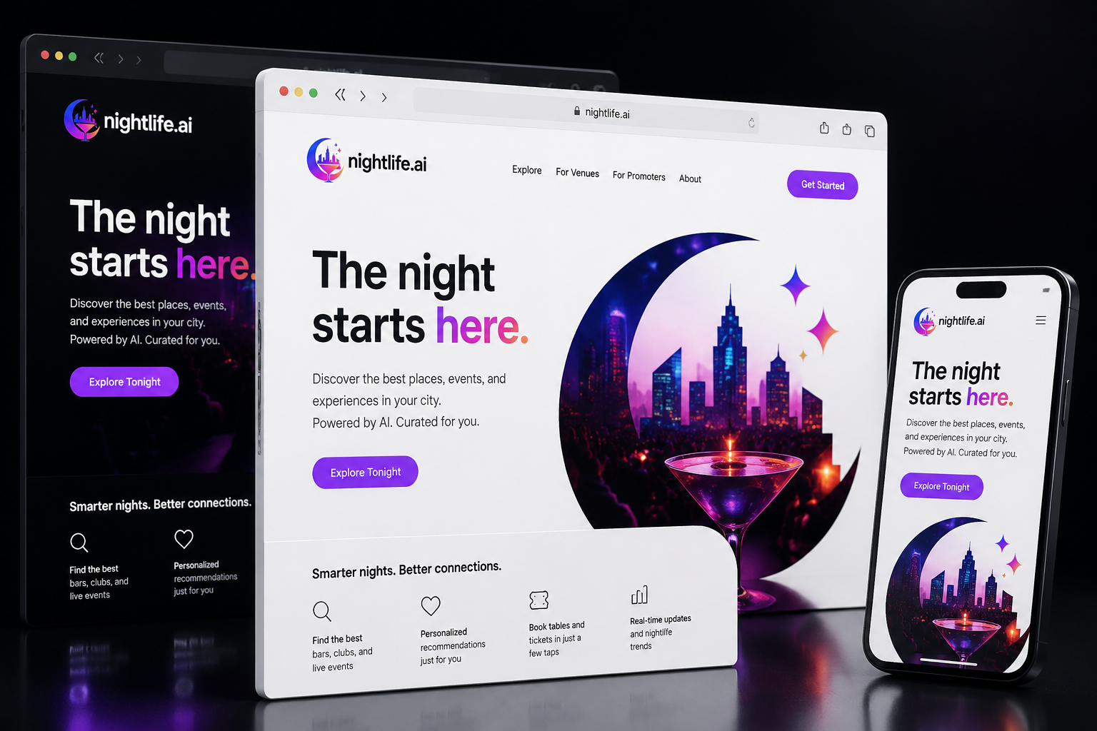 nightlife.ai website concept preview