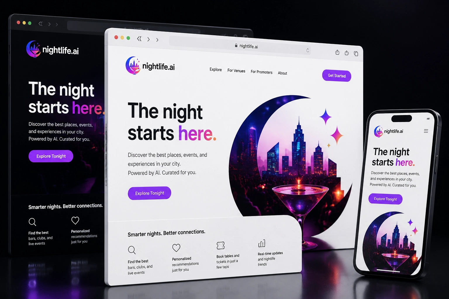 nightlife.ai website concept preview