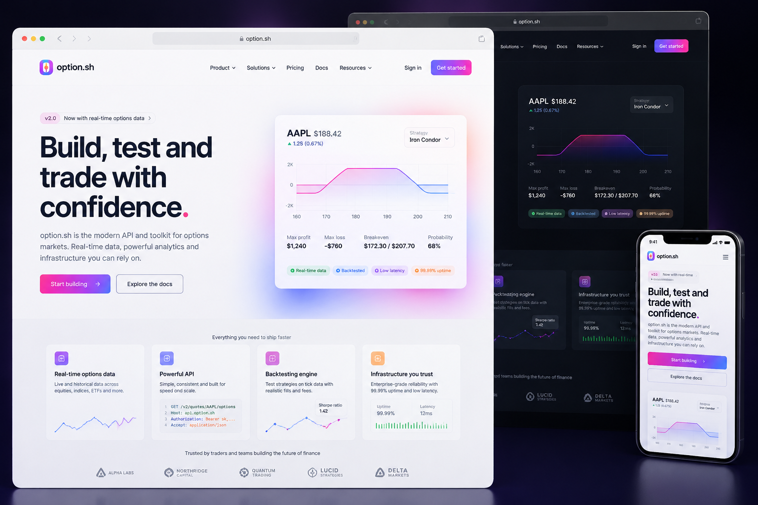option.sh website concept preview