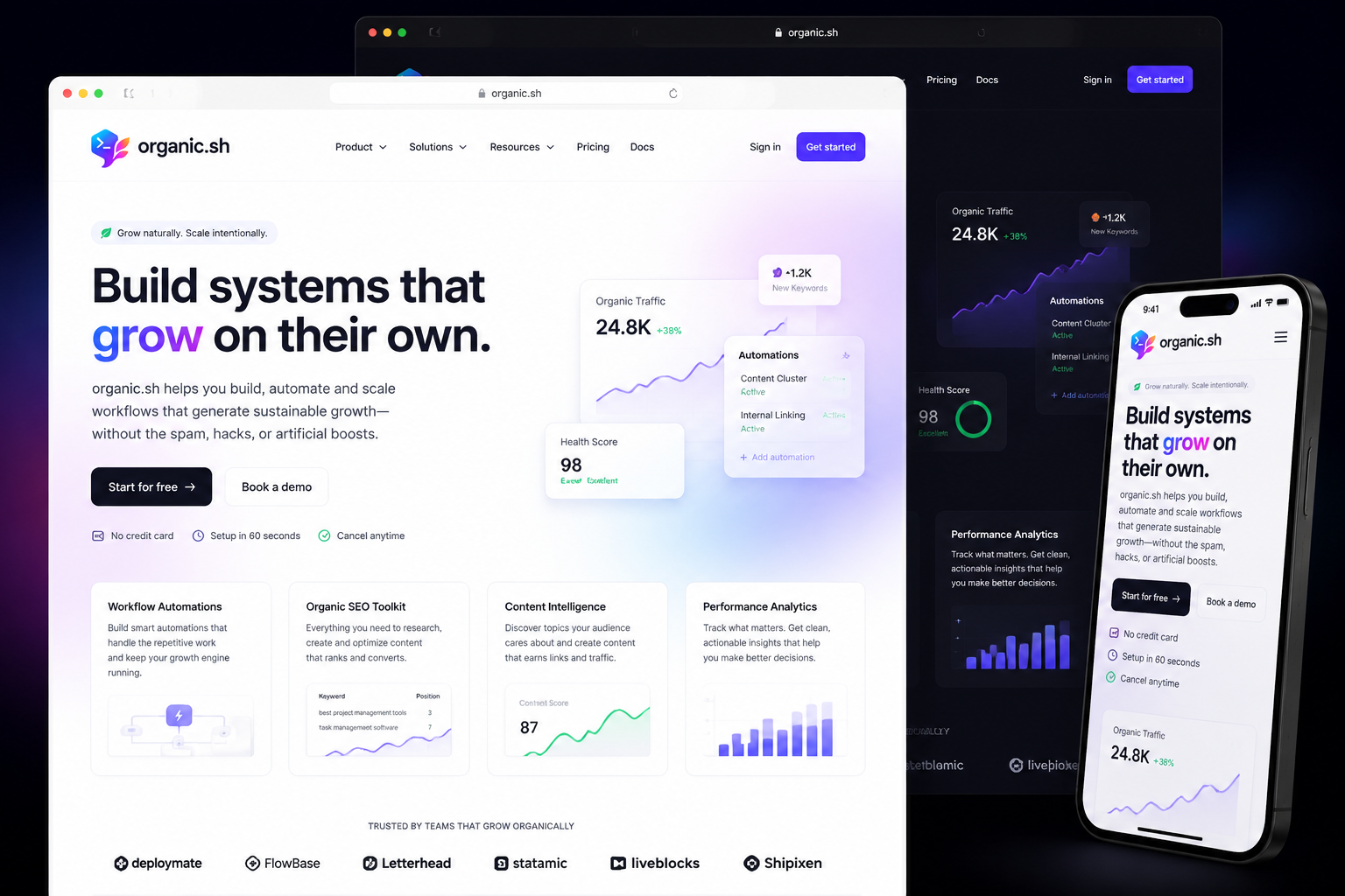 organic.sh website concept preview
