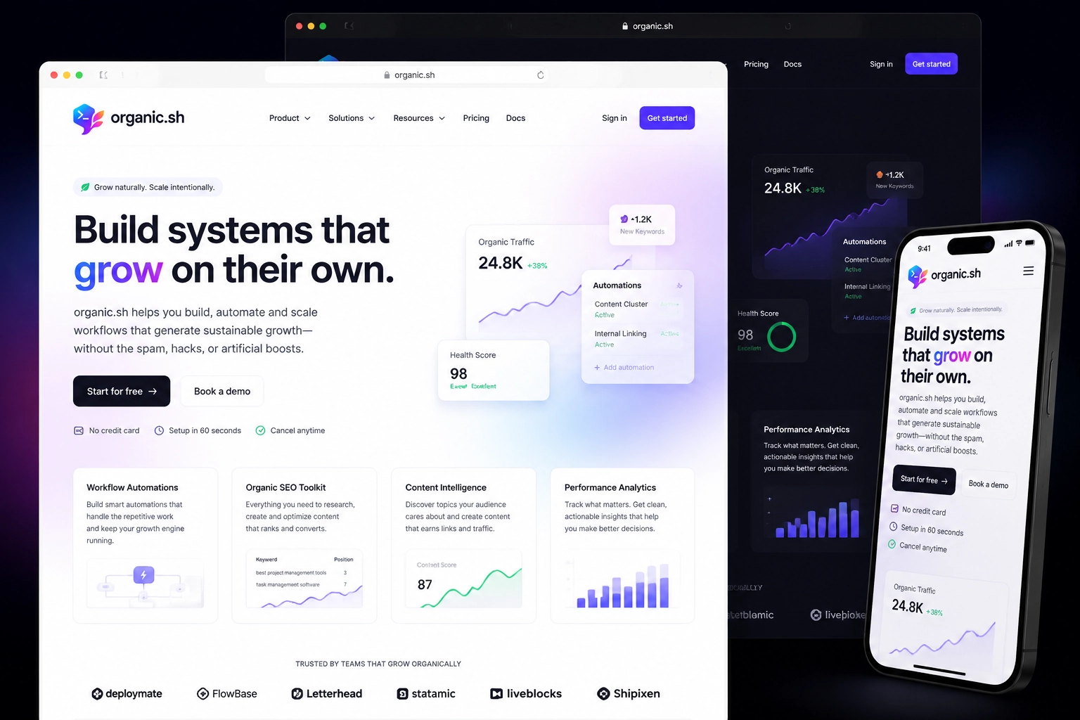 organic.sh website concept preview