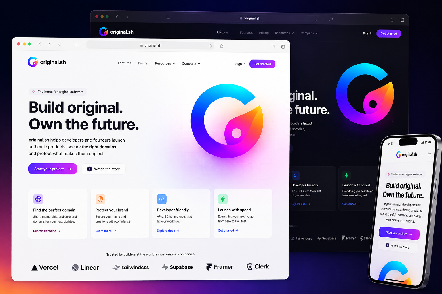 original.sh website concept preview